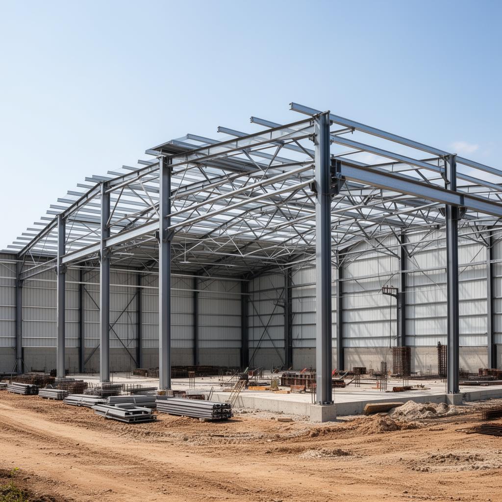 Construção de galpão industrial em estrutura metálica